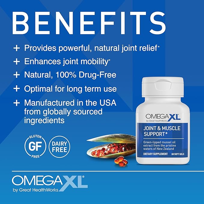 OmegaXL Joint Support Supplement, Natural Muscle Support (60 Softgels) & VitaminXL Vitamin C Supplement for Antioxidant Support, Helps Immune Health and Collagen Production (30 Vegan Capsules)