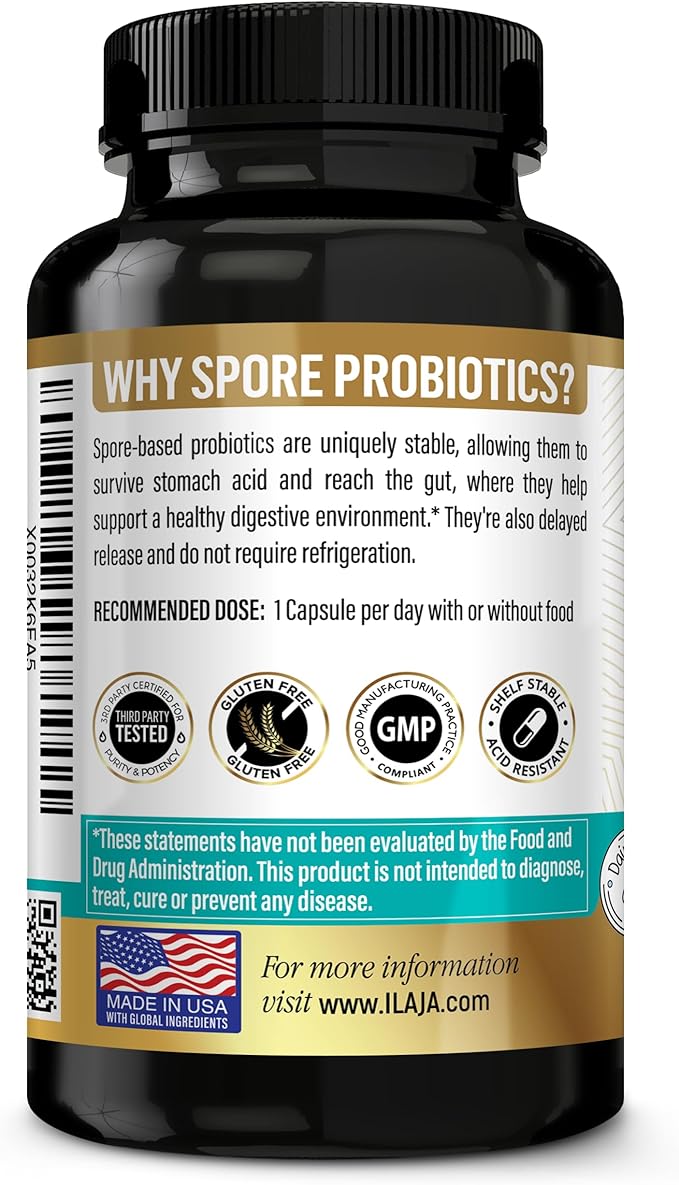 Spore Supreme Spore Based Probiotic 120 Capsule x 10 Billion / 4 Strain Formula - 4 Month Supply - No Refrigeration Needed, Acid Resistant Strains, Dairy Free