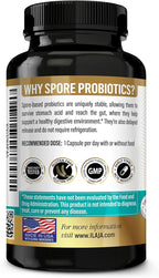 Spore Supreme Spore Based Probiotic 120 Capsule x 10 Billion / 4 Strain Formula - 4 Month Supply - No Refrigeration Needed, Acid Resistant Strains, Dairy Free