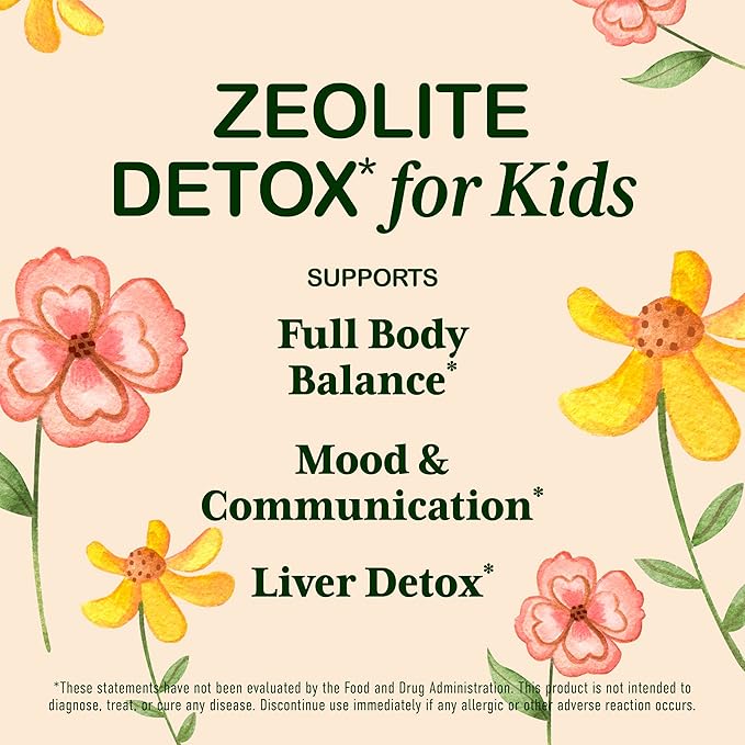 Zeolite Detox for Kids Liquid Drops - Gentle Daily Cleanse & Speech Support with Methylated B12 & Vitamin D - Kids Clinoptilolite Zeolite Drops Detox Cleanse Supplement 2oz