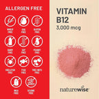 NatureWise Vitamin B12 3000 mcg - Extra Strength - Supplement for Supporting Energy Levels, Mental Clarity, Nervous System Health - Easy-to-Swallow, Soy and Gluten-Free, Non-GMO - 60 Softgels