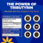 Tributyrin Supplement - Better Delivery & More Effective than Sodium Butyrate - Gut Health & Digestive Support - 3-in-1 Butyrate Postbiotics for Leaky Gut & Gut Barrier Support - 30 Capsules