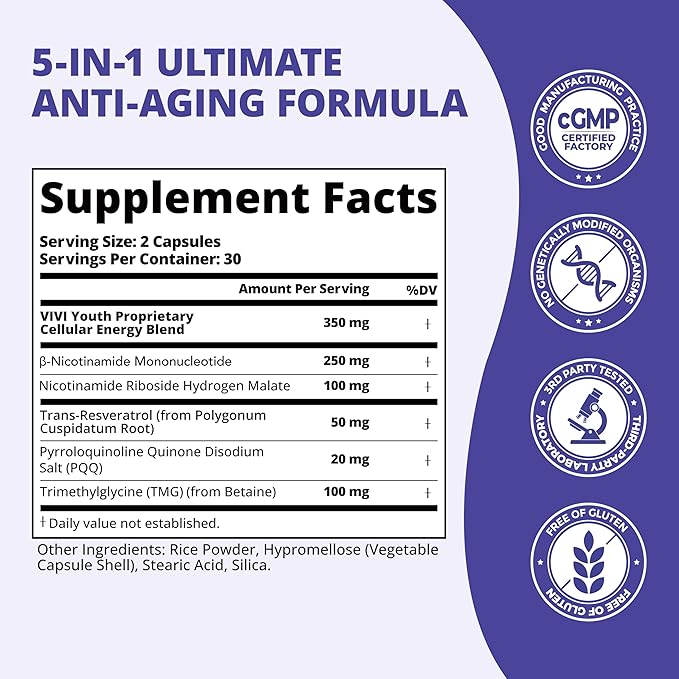 NAD+ Supplement for Women & Men – Multi-Pathway NAD Booster for Energy, Focus & Metabolic Health – with NMN 250mg, NR 100mg, Resveratrol, PQQ & Betaine
