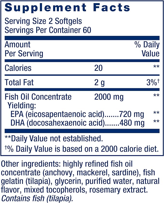 Life Extension Mega EPA/DHA, Omega-3 Fatty acids, Heart & Brain Health, Non-GMO, Gluten-Free, 120 softgels (Pack of 2)