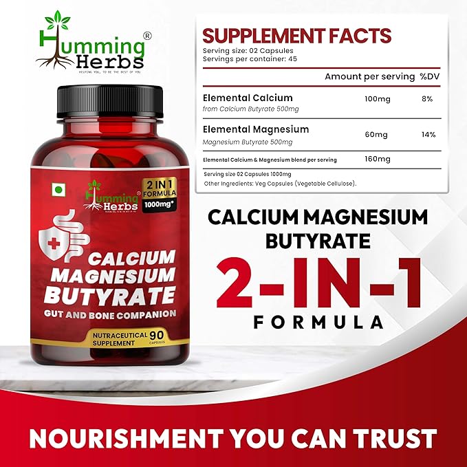 Humming Herbs Calcium Magnesium Butyrate Capsules (90)