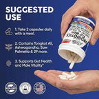 Clean Nutra Probiotics for Men | Tongkat Ali, Saw Palmetto, Tribulus, Ginseng, Ashwagandha, Maca, Pumpkin, Gingko Biloba, Pine Bark, Fenugreek, Shilajit, Zinc - Mens Probiotic 60 Capsules