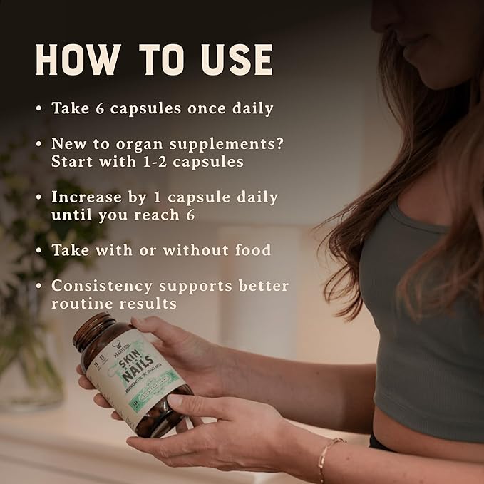 HEART & SOIL – 100% Grass Fed & Finished Beef Organs from Regenerative Cattle with Liver, Heart, Kidney, Pancreas & Spleen – 3000mg Beef Organ Supplement for Women & Men – Glass Bottle – 180 Capsules