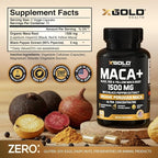 X Gold Health Organic Maca Root Capsules 1500mg – Peruvian Black, Red & Yellow Maca – Energy, Stamina, Libido & Hormone Balance Support for Men & Women – Vegan, Non-GMO – 150 Veggie Capsules