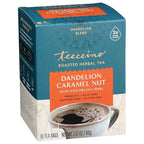 Teeccino Dandelion Caramel Nut Tea - 10 Tea Bags - Caffeine Free, Roasted Herbal Tea with Prebiotics, 3x More Herbs than Regular Tea Bags, Gluten Free