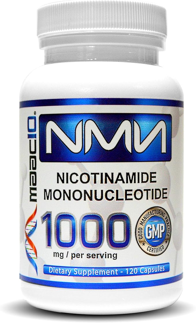 MAAC10 NMN Supplement 1000mg Serving - 99% Pure NMN Nicotinamide Mononucleotide. The Most Powerful NAD Supplement for Optimal Performance (120 Capsules 4 Per Serving).