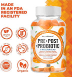 NutraPep Prebiotic Probiotic & Postbiotic Gummies for Women Men & Kids Children - High Potency 5 Billion CFU - Sugar-Free & Gluten 60 Count (Pack of 2)