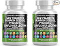 Clean Nutraceuticals Saw Palmetto Pumpkin Seed Oil Pygeum Sunflower Lecithin Stinging Nettle Cranberry - Prostate Supplements for Men with Lycopene - 90 Caps (Pack of 2)