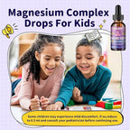 Kids Magnesium Liquid Drops-Magnesium Glycinate Liquid for Kids Supplement-w/L-theanine, Omega-3, Vitamin B6, D3 - for Sleep, Relaxation, Brain, Bones - Grape Flavor, 4 Fl Oz