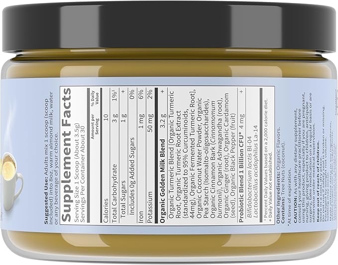 Garden of Life Organics Golden Milk Recovery&Nourishment Powder-44mg Turmeric Curcumin (95% Curcuminoids),Ashwagandha-Organic Non-GMO Vegan&Gluten Free Herbal Supplements,30 Servings,(Pack of 2)