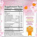 Prenatal Vitamins for Women – Complete Pregnancy Multivitamin - Folic Acid, Omega 3 DHA, Choline, Vitamin D – Essential Support for Mom's & Baby Brain Development - Tasty Orange Flavor - 120 Gummies