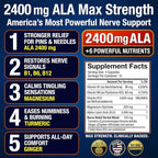 Nerve Relief with 2400 mg Alpha Lipoic Acid – 7 Powerful Nutrients to Support Feet Hands Toes – 2400mg ALA, Vitamins B12 B6 & B1, Magnesium, Turmeric – 60 Capsules