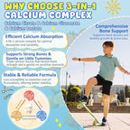 Kids Calcium Gummies + D3 & Magnesium for 4+, with Calcium Citrate Calcium Gluconate, Calcium Lactate,Probiotics & Prebiotics for Children Bone Health,Muscle Support,Digestive Health,Sugar Free 120Cts