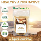 Healthworks Superfoods Organic Maca Powder Raw - 32 Oz / 2 Lbs - Certified Organic Flour Use - Keto, Vegan & Non-GMO - Premium Peruvian Origin - Breakfast, Smoothies, Baking & Coffee - Antioxidant