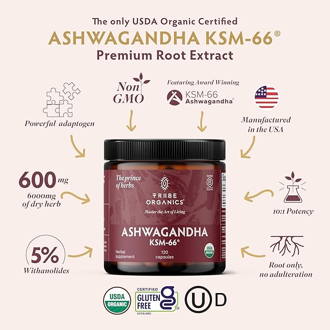 TRIBE ORGANICS Balance Duo - KSM-66 Ashwagandha 120ct + Turmeric Curcumin C3 Complex 120ct