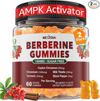 Berberine Gummies Supplement 1500mg, Natural GLP-1 Support + Ceylon Cinnamon, Chromium, Milk Thistle, Turmeric, AMPK Activator for Women & Men, Berberine HCl from Indian Barberry, Sugar Free, 2 Pack