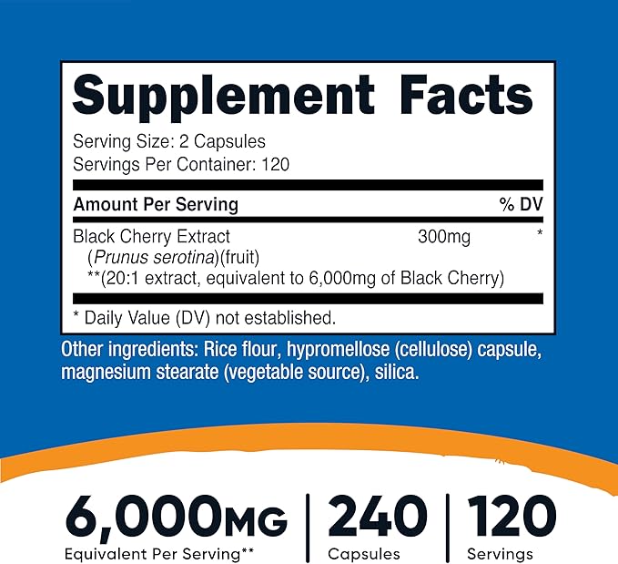 Nutricost Black Cherry Extract 240 Capsules for 120 Servings - Vegan, GMO-Free, Gluten-Free