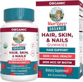 MaryRuth's Hair Skin and Nail Vitamins | USDA Organic | 2500 mcg Biotin Gummies with Vitamin C & Vitamin E | Hair Growth Vitamins | Skin Care | Nail Growth | Ages 14+ | 60 Count