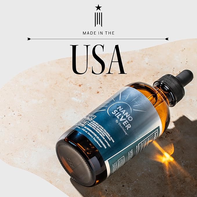 Colloidal Silver Liquid 10 PPM, Bio-Active Nano Silver, 8 oz Amber Glass Dropper Bottle, Third-Party Tested, Preservative-Free, Immune Support Supplement, Made in USA