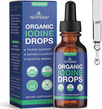 NOVEHA Organic Iodine Drops for Thyroid Health & Metabolism Support - Potassium Iodide Liquid Supplement, 250 mcg per Serving, USDA Organic, Vegan, Non-GMO, Gluten-Free | 30-Month Supply - 2 Fl Oz