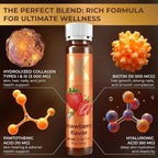 Liquid Collagen Peptides with Biotin & Hyaluronic Acid - 3000mg Hydrolyzed Bovine Collagen Type 1 and 3, Biotin 10000mcg, Vitamins B5, B6, C & E - Liquid Collagen for Women and Men, Collagen Shots