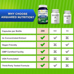 aSquared Nutrition Milk Thistle Supplement - 200 Capsules, Max Strength 4X Concentrated Extract 4:1 Milk Thistle Seed Powder Herb Pills, Silymarin Extract for Liver Support, Cleanse, Detox