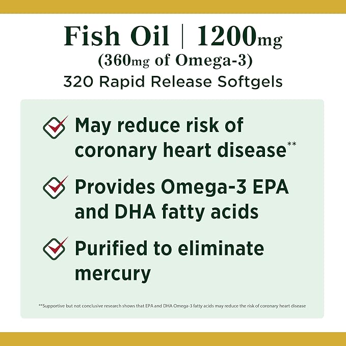 Nature's Bounty Fish Oil Softgels 1200 mg, 320 Count