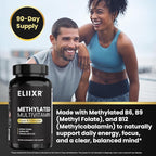 Eliixr Methylated Multivitamin, 3 Month Supply, 90 Capsules,1500 mcg of Active Folate, Methylated B12, Vitamin A, C, K2, D3, E, Choline, Biotin, ALA, CoQ10, B-Complex and More. Made in The USA