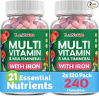 YUM-V'S Kids Multivitamin with Iron - Kids Chewable Multivitamin - Vitamins + Iron Supplement - Toddler Vitamins for 2 Year Old+, Kosher, Halal, Gluten Free 120 (Pack of 2