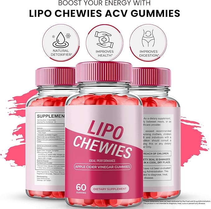 Lipo Chewies Brazillian Gummies, Lipo Chewies Keto ACV Keto Supplement Gummies - Maximum Strength, All Natural Support Formula, Keto+ACV Advanced Formula, LipoChewies Keto Gummy Reviews (60 Gummies)