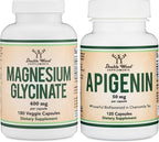 Double Wood Relaxation Duo - Magnesium Glycinate & Apigenin - Complementary Support for Sleep, Calm, and Daily Wellness - Vegan, Non-GMO, Gluten Free