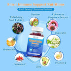 Quercetin with Bromelain Gummies, Quercetin with Vitamin C Zinc & Elderberry for Immune System & Allergy, Chewable & Vegan Gummies, 60 Cts
