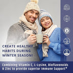 Vitamin C 1000mg Complex with L-Lysine 500mg, Zinc Gluconate 12mg, Bioflavonoids 300mg. Doctor Formulated Magnesium Stearate Free Supplements for Healthy Immune System Support. Two Bottles.(2)