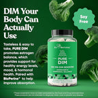 DIM Supplement Pure 200 Mg for Women or Men – Estrogen Hormone Balance Supplement for Energy, Fatigue, Stress, Menopause, Hot Flashes – Enhanced Bioavailability BioPerine – 60 Vegan Soft Capsules