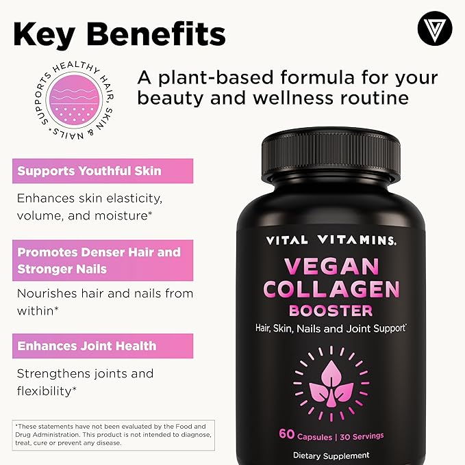 Vital Vitamins Vegan Collagen Booster 60 ct + Hyaluronic Acid Capsules 60 ct
