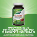 Nature's Way Tart Cherry Ultra Chewables, Supports Antioxidant Pathways* with Anthocyanins, 1,200 mg Potency per 3-tablet Serving, Cherry Flavored, Gluten Free, Vegan, 90 Count (Packaging May Vary)