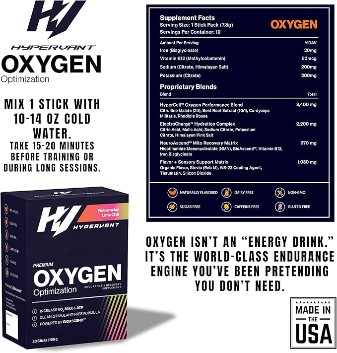 Daily Performance & Longevity Drink Mix with NAD+, NMN & Adaptogenic Cordyceps – Stimulant-Free, Sugar-Free Hydration Powder – Watermelon Lime Chill – 20 Stick Packs