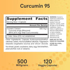 Jarrow Formulas Curcumin 95 500 mg,Turmeric Curcumin Extract for Antioxidant Support, Bone and Joint Support Dietary Supplement,120 Veggie Capsules,Up to 120 Servings, Pack of 12