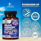 Brain Memory Supplement Pills - 3X Strength Nootropics for Concentration, Clarity & Focus Support - Brain Health Cognitive Vitamins with Bacopa, Phosphatidylserine & DMAE, Brain Booster - 60 Capsules