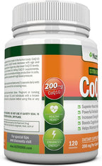 CoQ10 200mg (Double Strength), 120 Capsules - High Absorption Coenzyme Q10 - Scientifically Proven Extra Strength CoQ10 Ubiquinone - 4 Month Supply