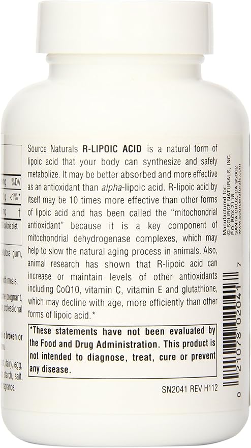Source Naturals R-Lipoic Acid 100mg, 120 Tablets