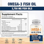 Triple Strength Omega 3 Fish Oil 3750 mg - EPA & DHA - Over 3000mg Omega-3 Fatty Acids - 1350mg EPA + 900mg DHA - Best Essential Fatty Acids, Burpless Fish Oil - 270 Count