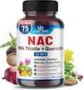 NAC Supplement N-Aetyl Cysteine Enriched with Milk Thistle, Quercetin - Support Immunity, Respiratory Health & Liver Detox | 150 Capsules