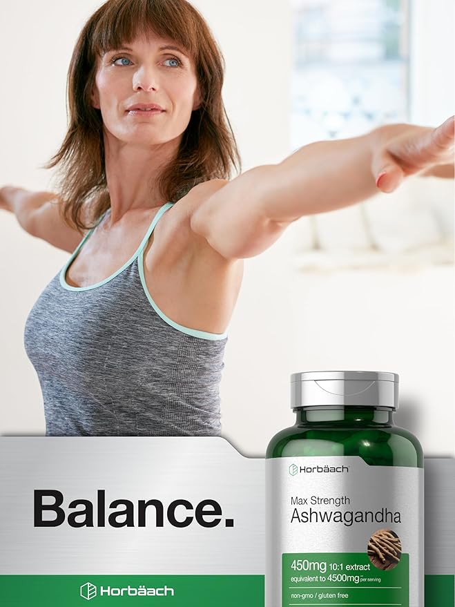 Horbäach Ashwagandha Supplement | 120 Capsules | with Black Pepper Extract | Maximum Strength | Non-GMO, Gluten Free Formula