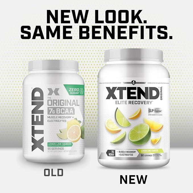 Xtend Original BCAA Powder, 7g BCAAs and 2.5g L-Glutamine for Muscle Recovery Hydration and Lean Muscle, Sugar Free Intra and Post Workout Drink with Electrolytes, Lemon Lime Squeeze, 90 Servings