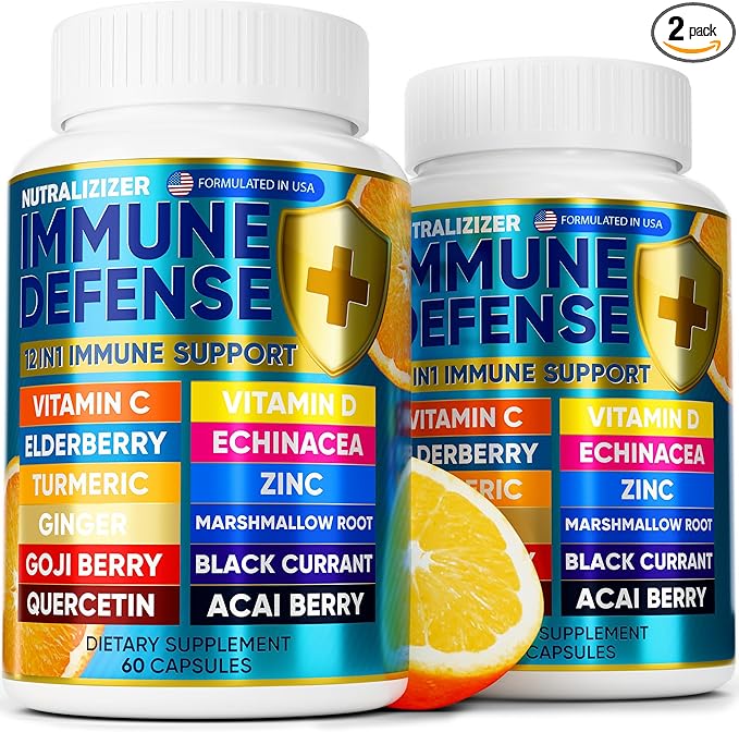 12 in 1 Immune Support Supplement - Immune Defense Vitamins w/VIT D3, Vitamin С, Zinс, Echinacea, Elderberry, Ginger &More - Natural Immunity System Booster - Immune & Muscle Health 120cs